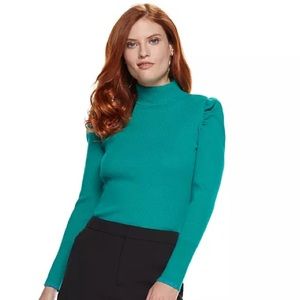 Nine West Teal Green Mock-neck Sweater